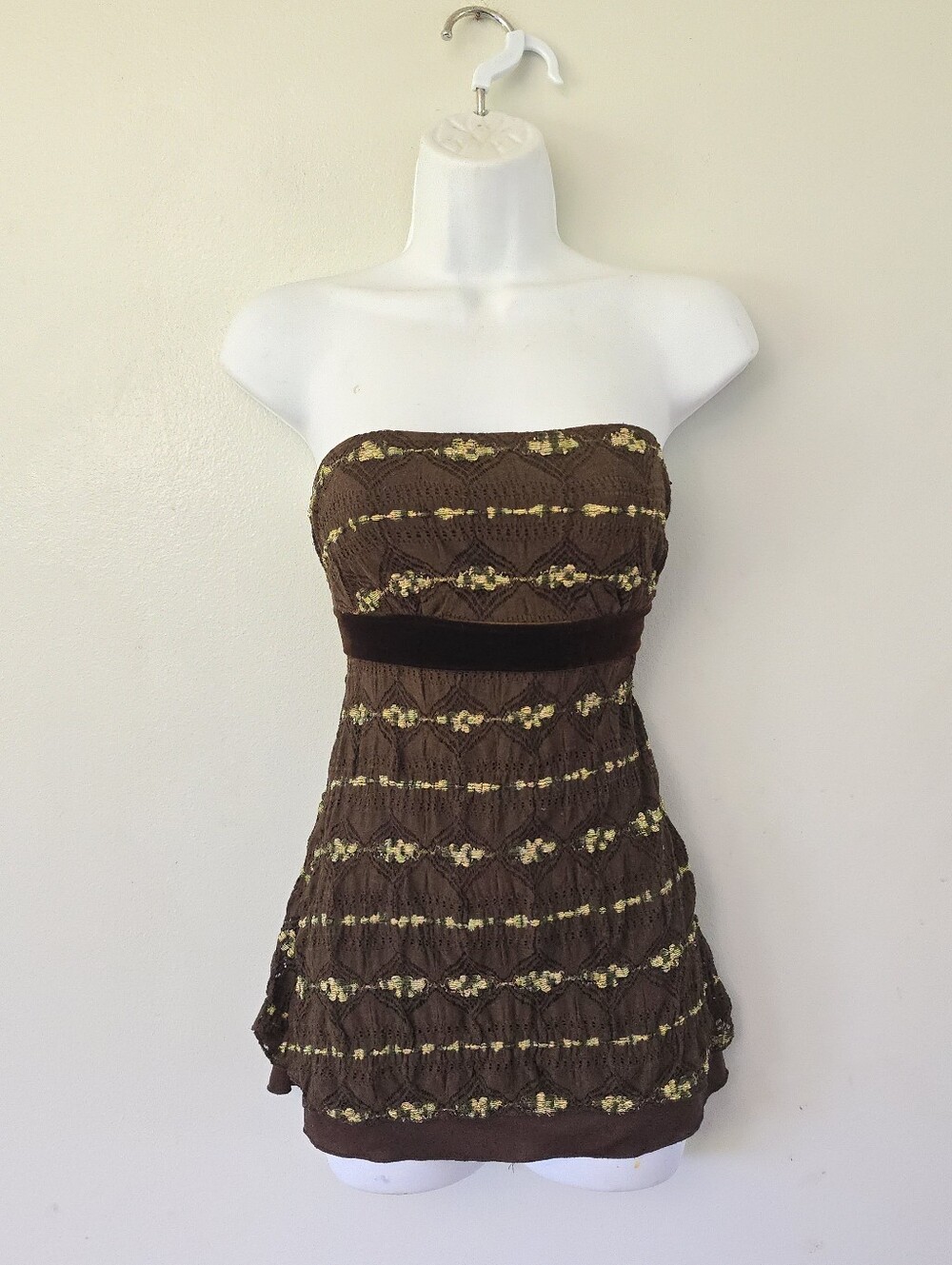 Vintage Y2K S Tube Top Eyelet Tie back Strapless Boho 90s Fairycore Whimsigoth